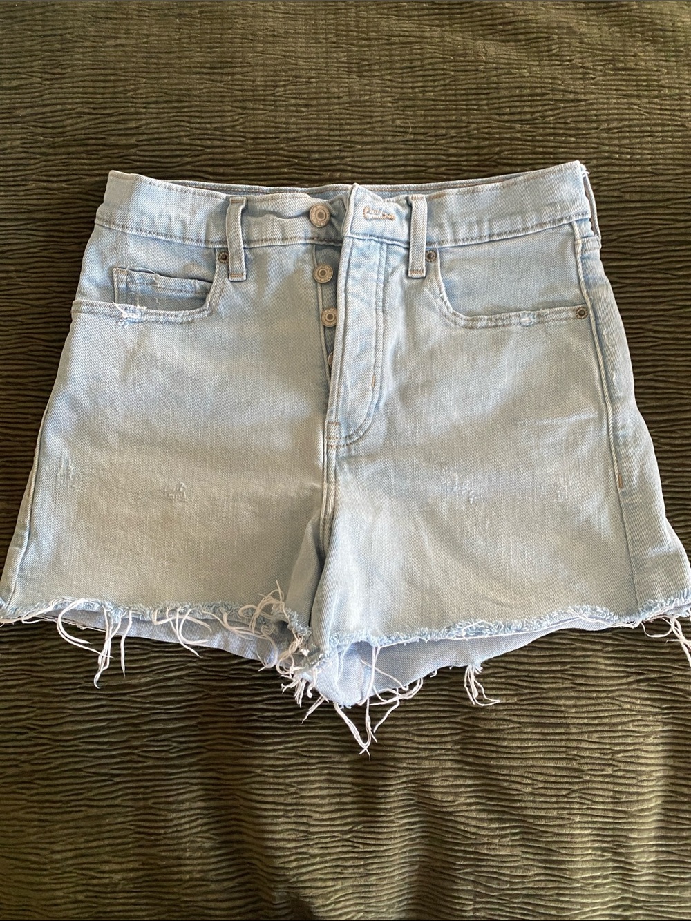 Old Navy Light Blue High-Rise Frayed Hem Denim Shorts